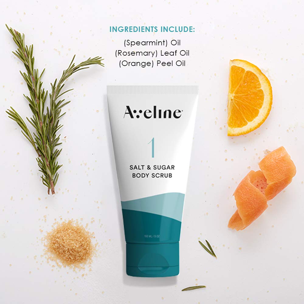 Aveline Women's Silky Smooth Shaving Starter Kit | 6-Blade Razor, 4pk Refill Blades, Salt & Sugar Body Exfoliating Scrub - 5oz, Shea Butter Shaving Cream - 5oz, and Botanical Moisturizing Body Lotion