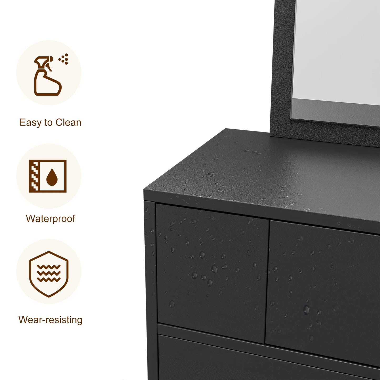 Belandi Wall Mount Salon Station Barber Stations Styling Station with Mirror Drawer Storage Cabinet Spa Salon Equipment(Black)