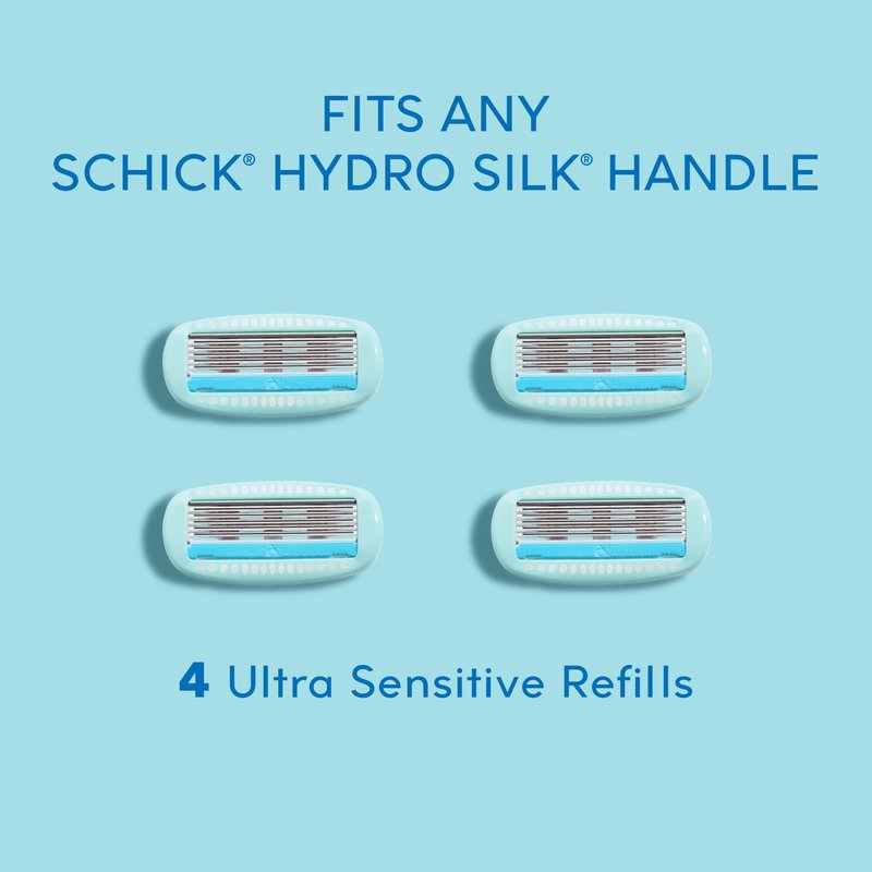 Schick Hydro Silk Ultra Sensitive Womens Razor Refills, 4ct | Razor Blades Refills, Womens Razors for Shaving, 5 Blade Razors for Women Sensitive Skin, Schick Hydro Silk Refill, 4ct