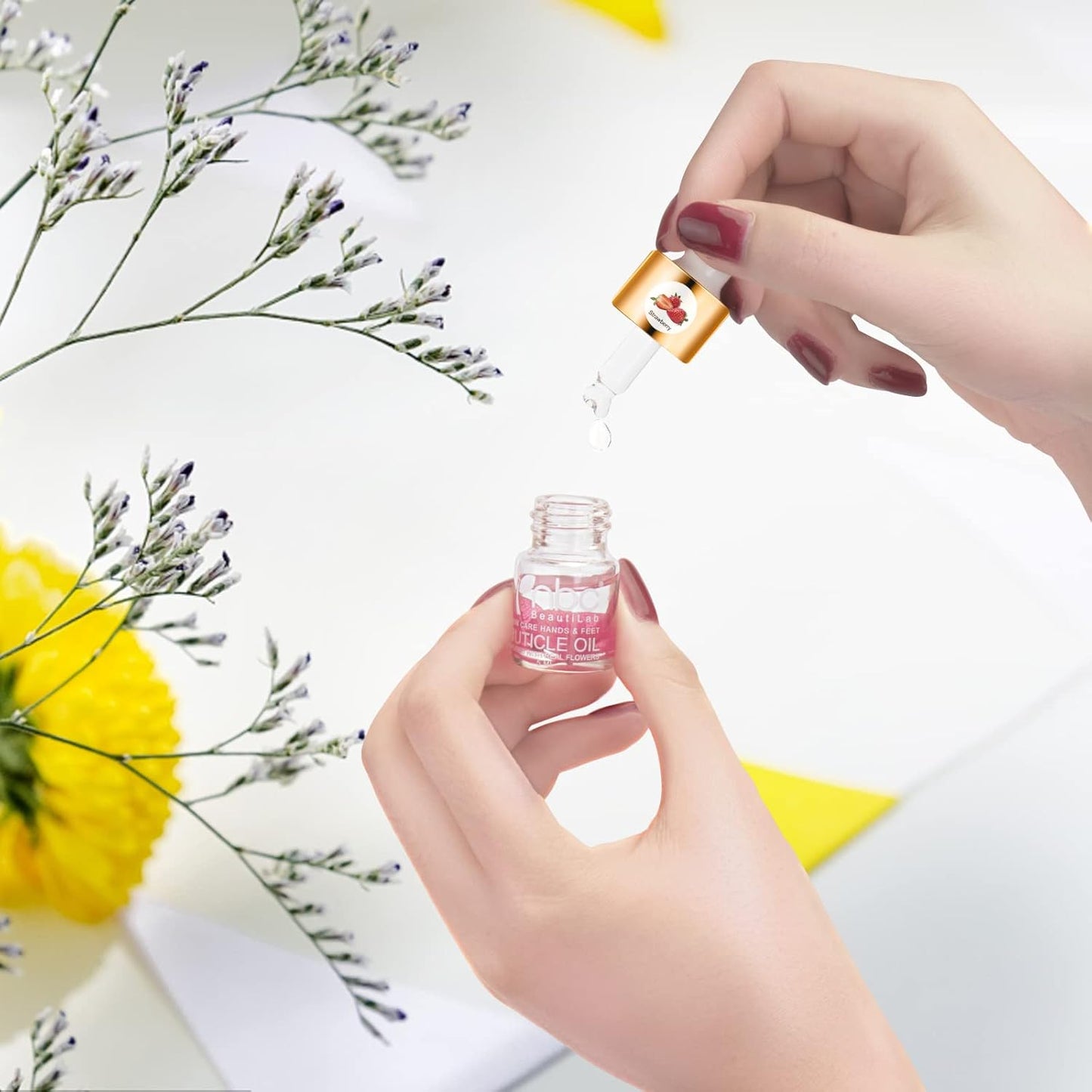 Cuticle Oil Set - 6-Piece Floral Vitamin E Nail Repair & Strengthening