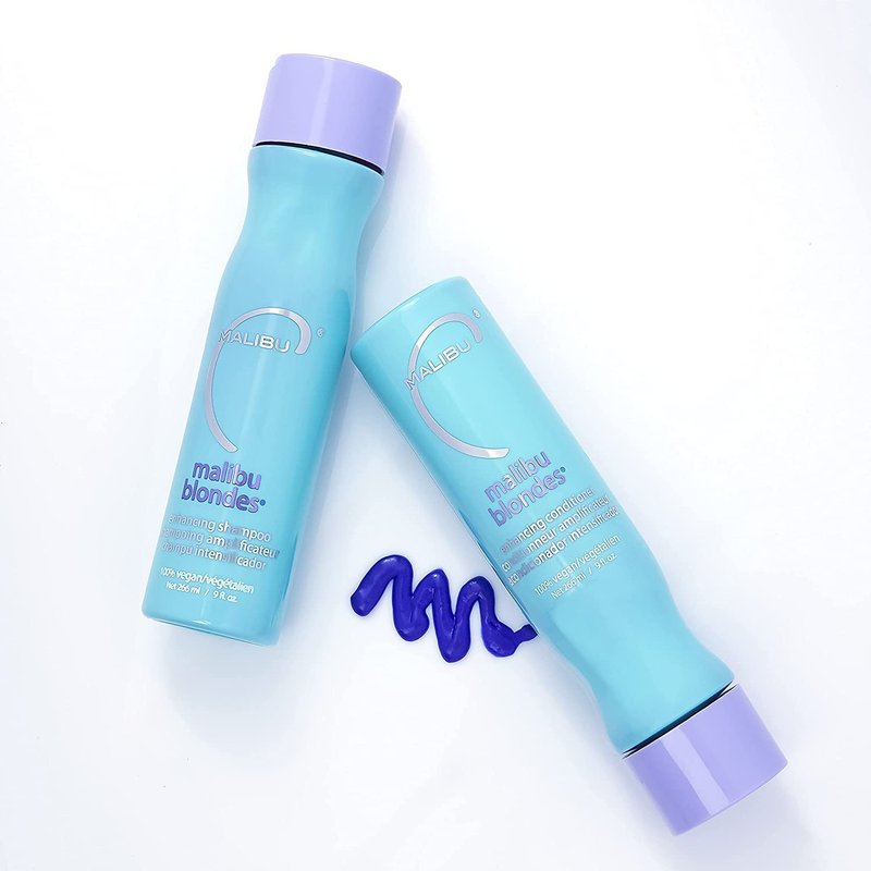 Malibu C Blondes Enhancing Shampoo - Sulfate-Free Purple Shampoo for Brassy Hair | Moisturizing Hair Care (9 oz)