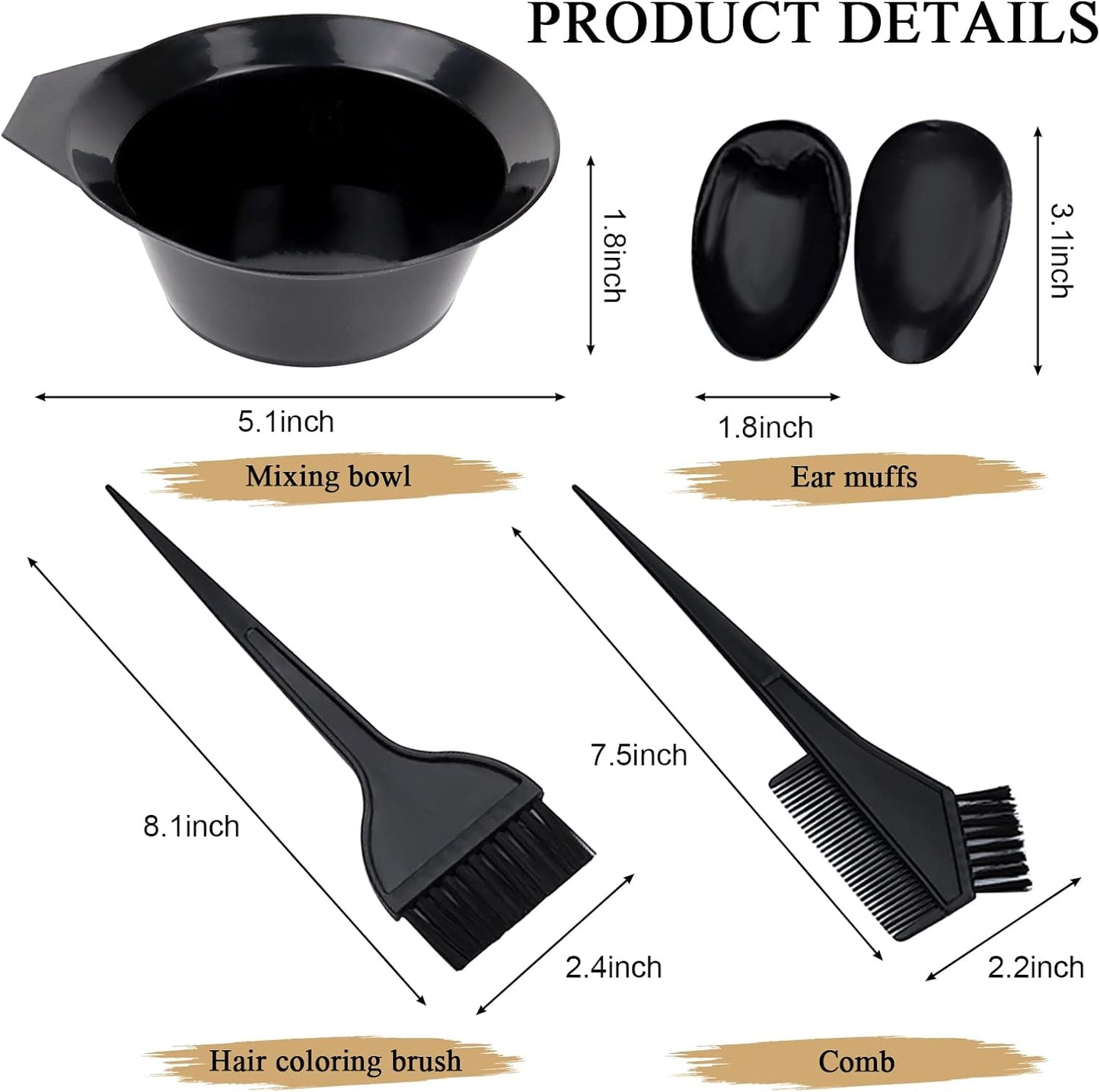 Hair Dye Color Brush and Bowl Set - Tint Comb Applicator for Easy Hair Coloring | 2 Brushes + Mixing Bowl