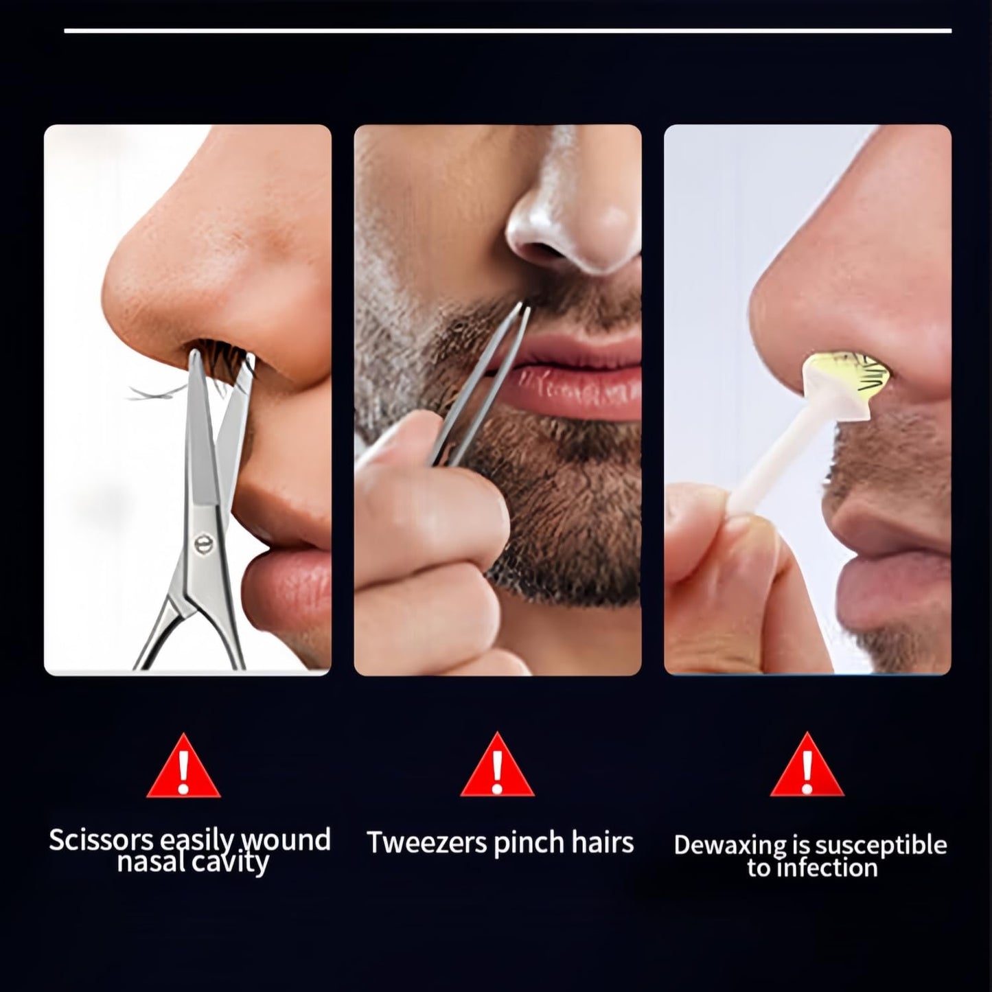Ear and Nose Hair Trimmer for Men Women with Detachable Head, Professional Painless USB Rechargeable Nose Hair Trimmer, Powerful Motor and Washable Blades, Lightweight Black (Black Single-Piece)