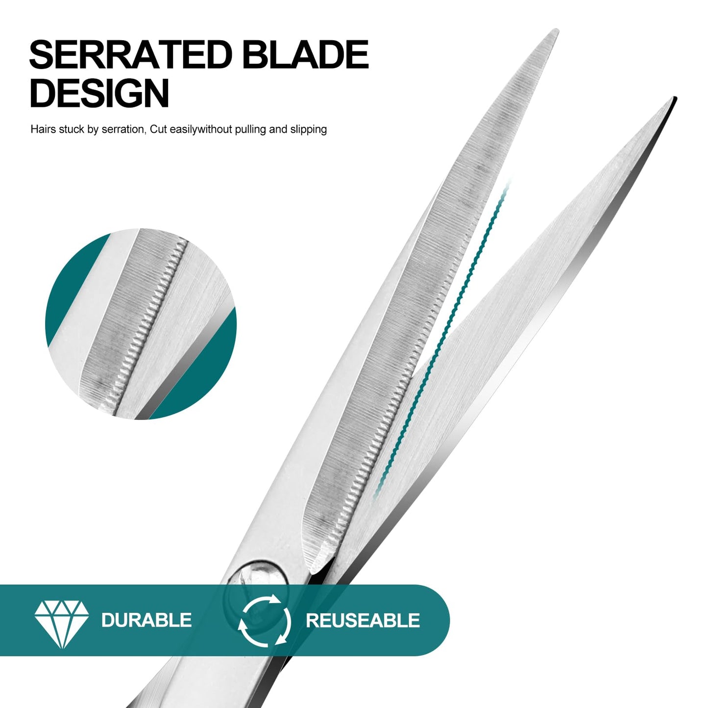 Lobodt Professional beard scissors, 4.9-inch (silver) small pointed stainless steel hairdressing scissors, Moustache Trimming，suitable for personal care and beauty of both men and women