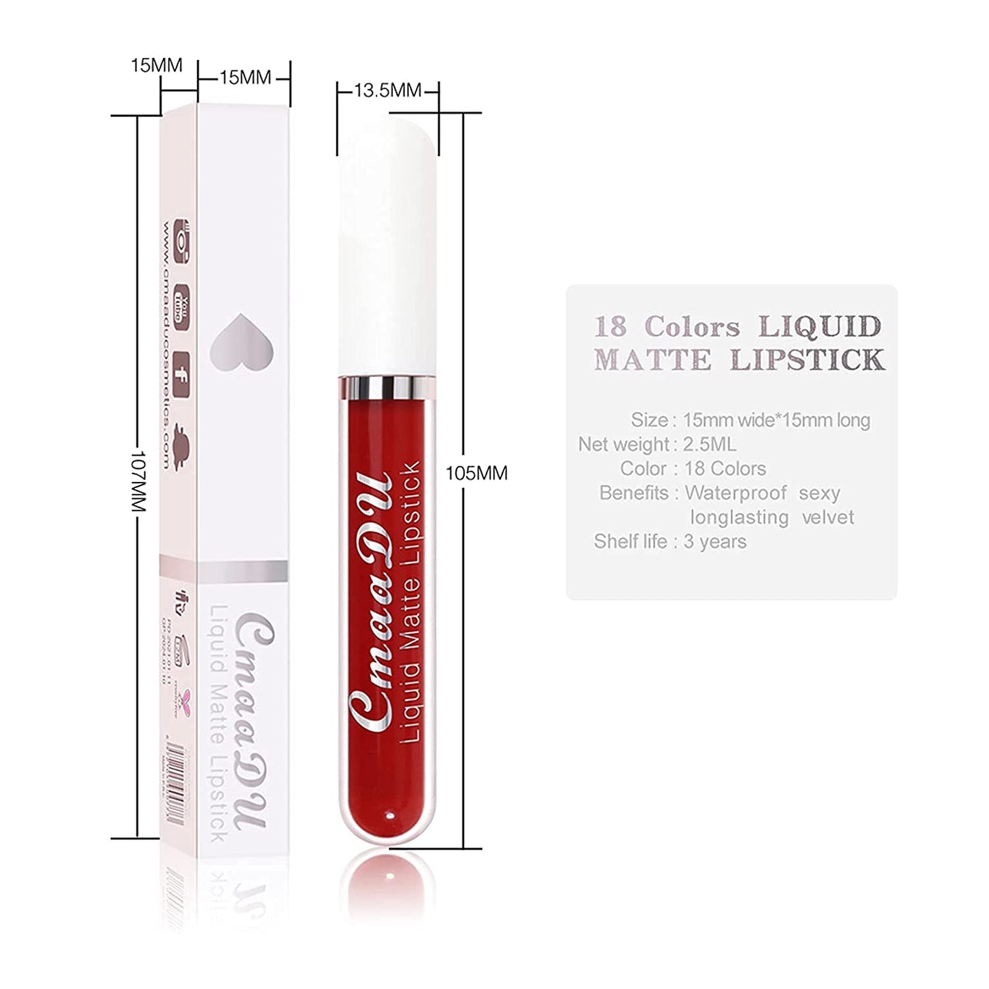 Matte Velvety Liquid Lipstick Set - Long Lasting Waterproof Lip Stain | 18 Vibrant Colors, High Pigment