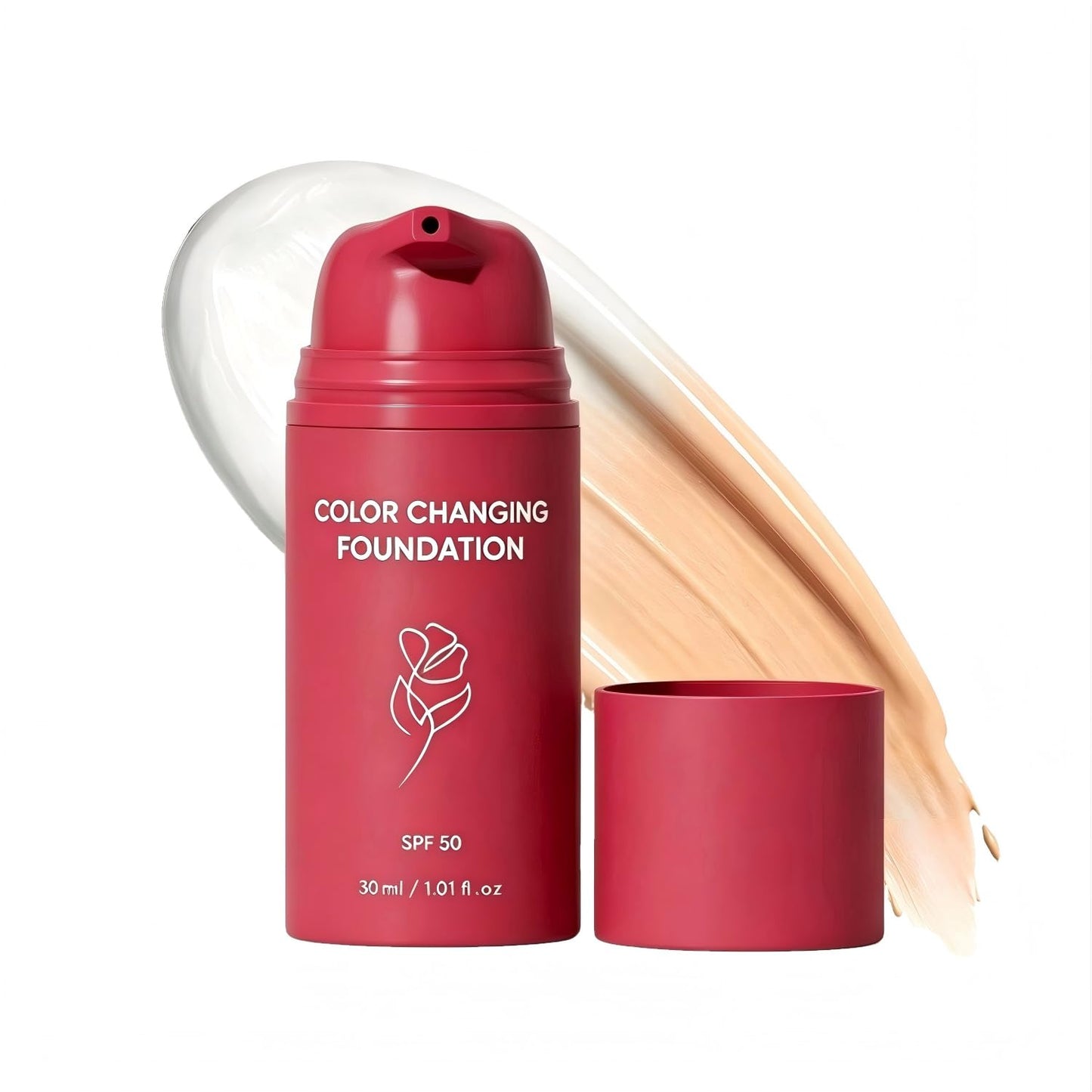 Korean Color Changing Foundation, Automatically Adjusts Liquid Foundation,Deep Hydration & Refines Pores, Medium to Full Coverage Cream for Mature Skin,1PC,30ML / 1.01 FL.OZ