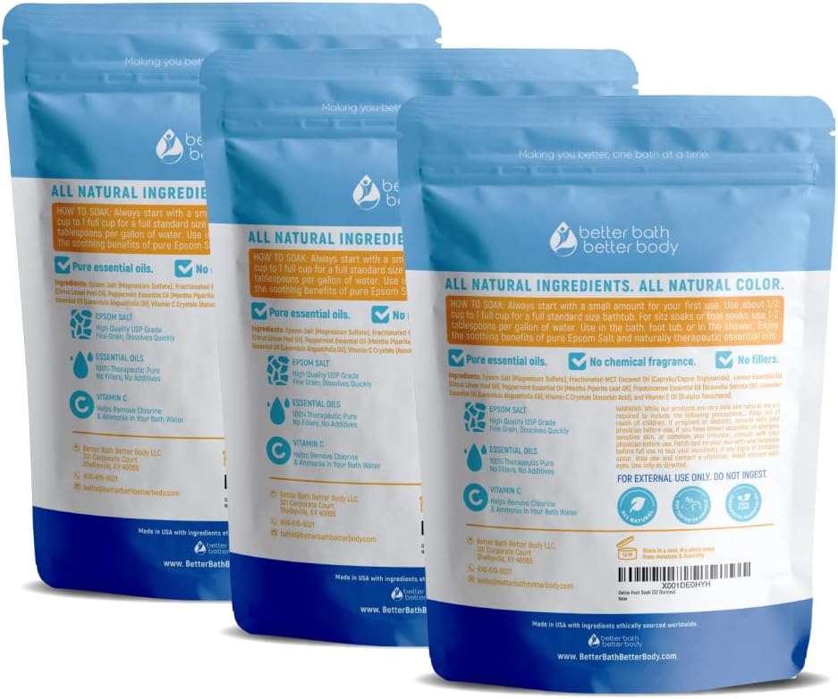 Detox Foot Soak - Epsom Salt Soothing Soaks with Essential Oils | 3 Pack, 6 Lbs Total