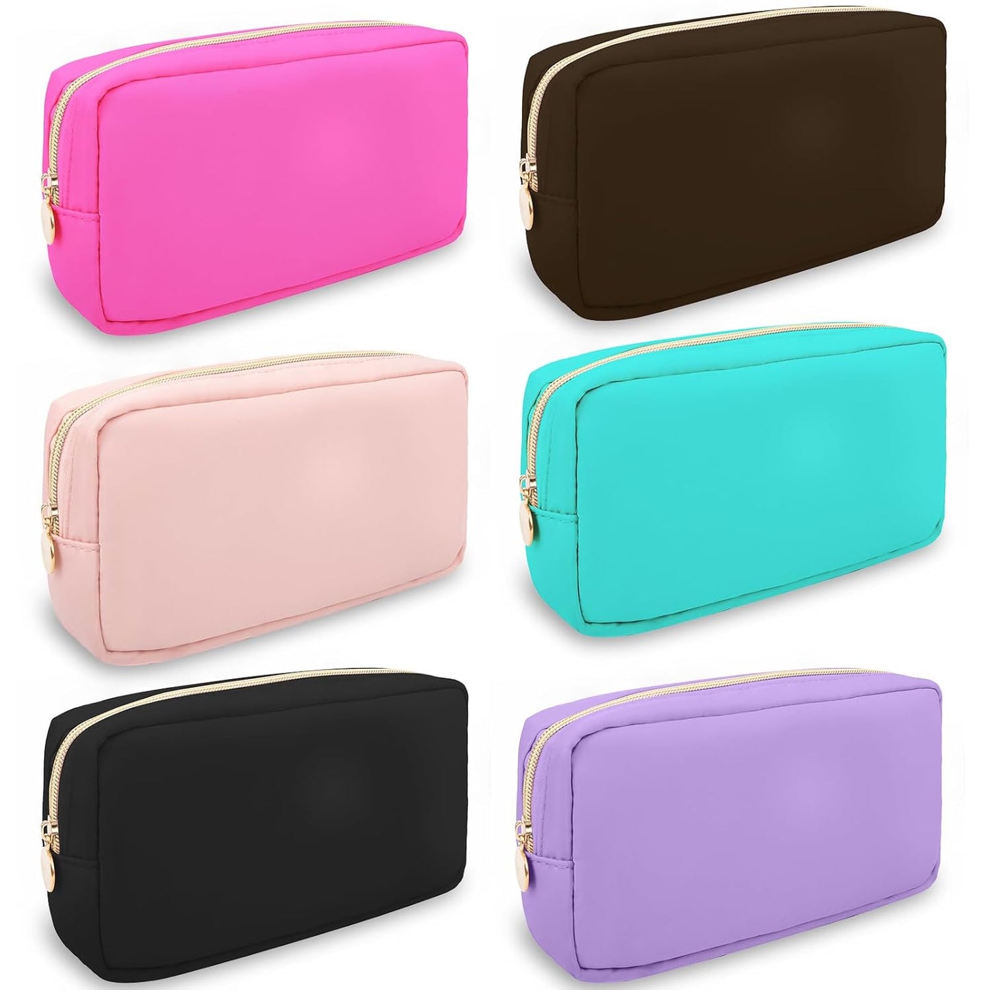 Waterproof Mini Floral Makeup Bag - Nylon Travel Pouch for Women | Cute Zipper Toiletry Organizer (Mini White-Flowers)