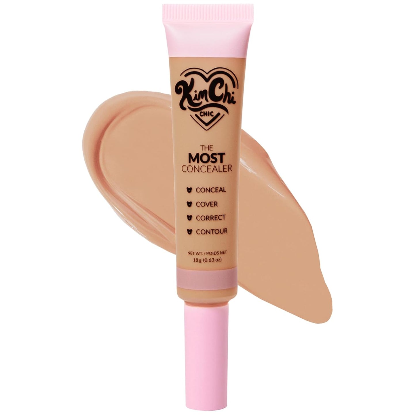 KimChiChic Concealer - Full Coverage Water Resistant Multi-Use Formula | Matte Satin Finish | 0.63 oz, 01-Ivory