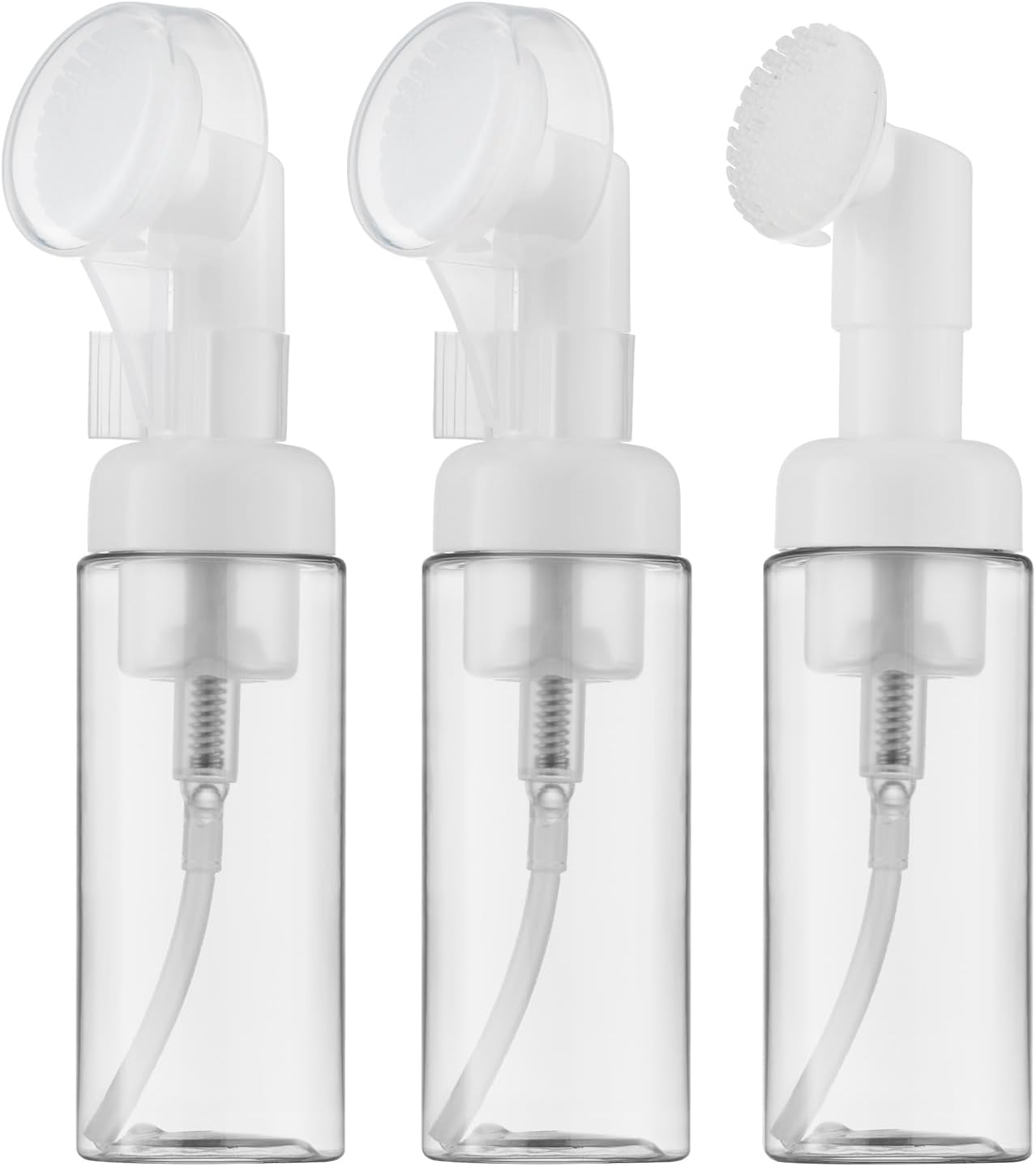 Foam Pump Dispenser Bottle Set - 2oz Empty Bottles with Brush for Hand Soap & Shampoo | Travel Size (3PCS, Green)