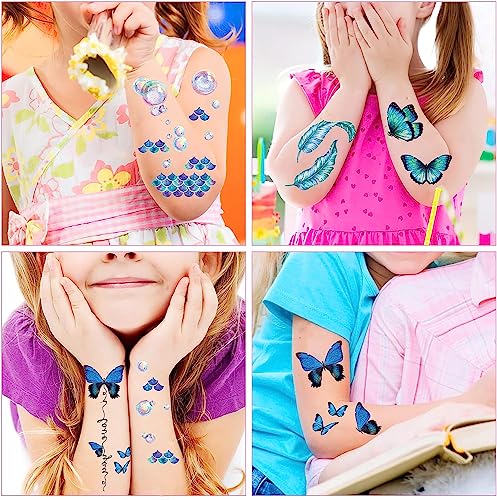 Glitter Butterfly Temporary Tattoos - 12 Sheets for Women & Girls