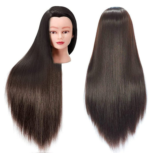 Mannequin Head with Hair - Brown 26"-28" | #4 Shade for Makeup, Braiding, and Hairdressing Training