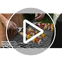 Saker 14.7 Inch Stainless Steel BBQ Skewers - 3 Prong Kabob Sticks with Push-Off Slider