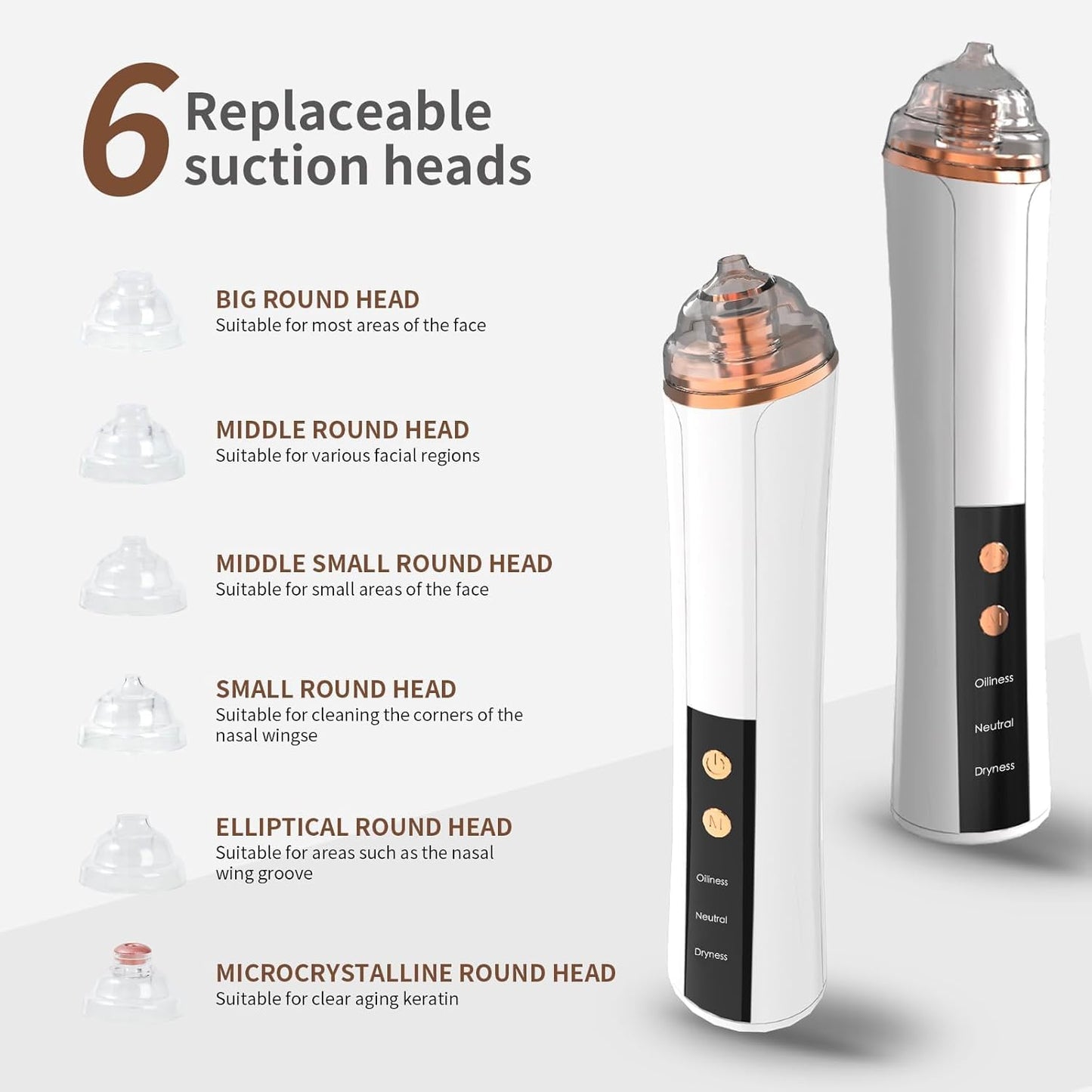 Blackhead Remover Pore Vacuum,Facial Pore Cleaner-6 Suction Power,3 Adjustable Suction Levels,USB Rechargeable Blackhead Vacuum Kit Electric Acne Extractor Tool for Women & Men