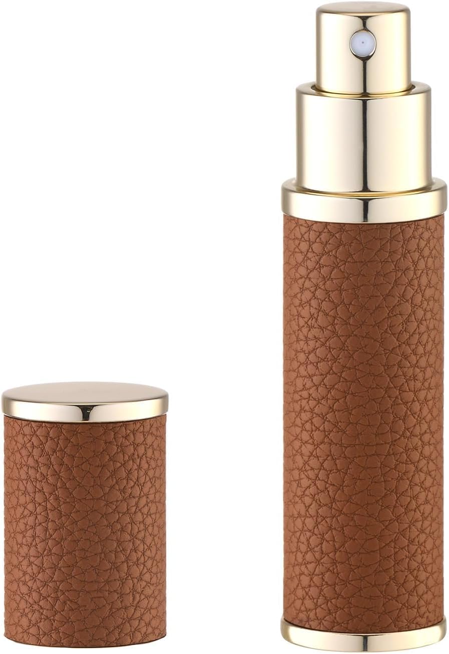 Travel Perfume Bottle - Refillable Mini Leather Cologne Atomizer | 10ml Black Fragrance Pump Dispenser