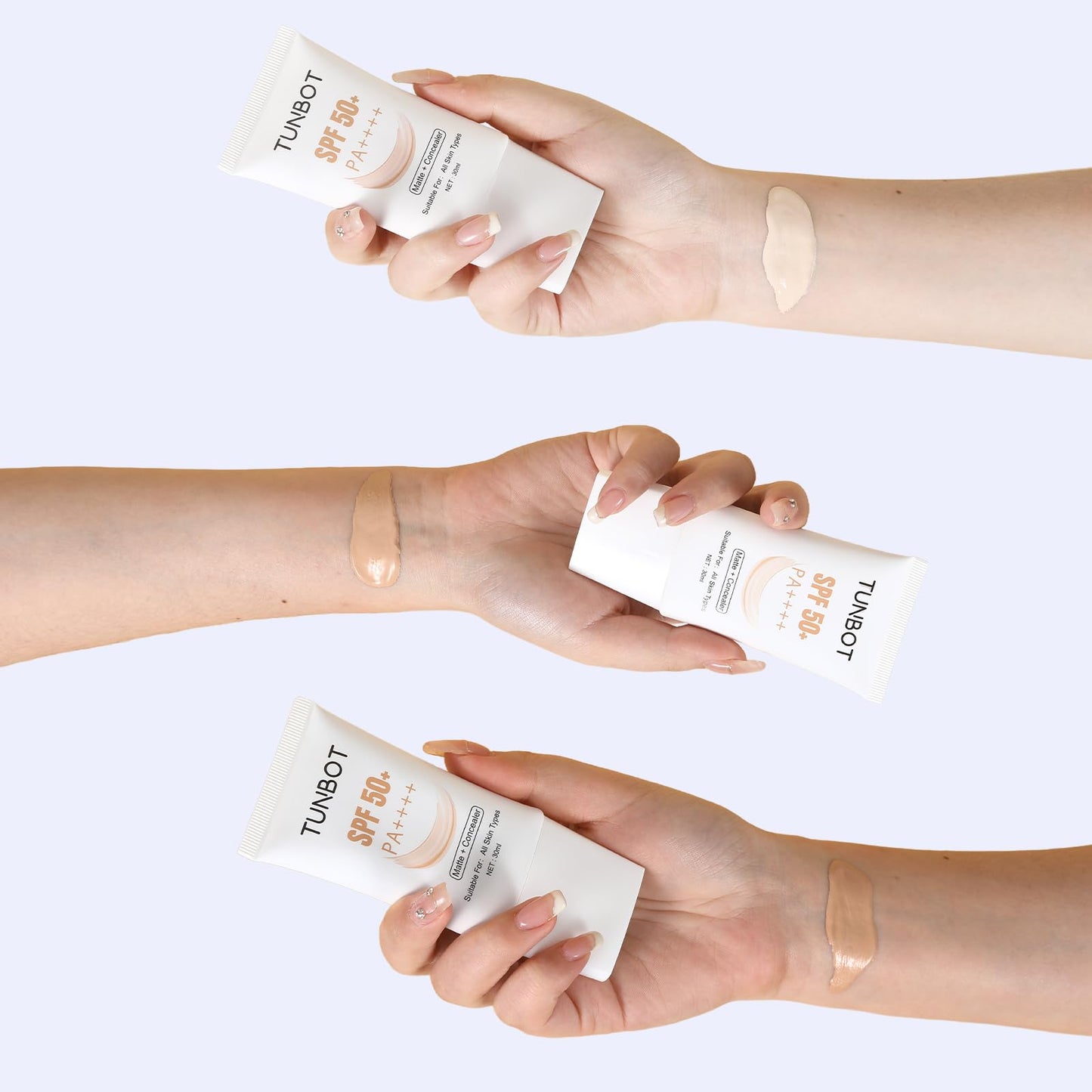 Liquid Foundation SPF 50, 30ml Full Coverage Lightweight Concealer Foundation, Long Lasting Oil Control Waterproof Face Foundation, Even Skin Tone, Daily Sun Protection