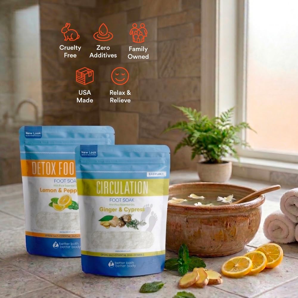 Foot Soak Salts Bundle - DIY Spa Treatment for Discomfort & Dry Skin | 2 lbs Each, BPA-Free Easy Lock Pouch
