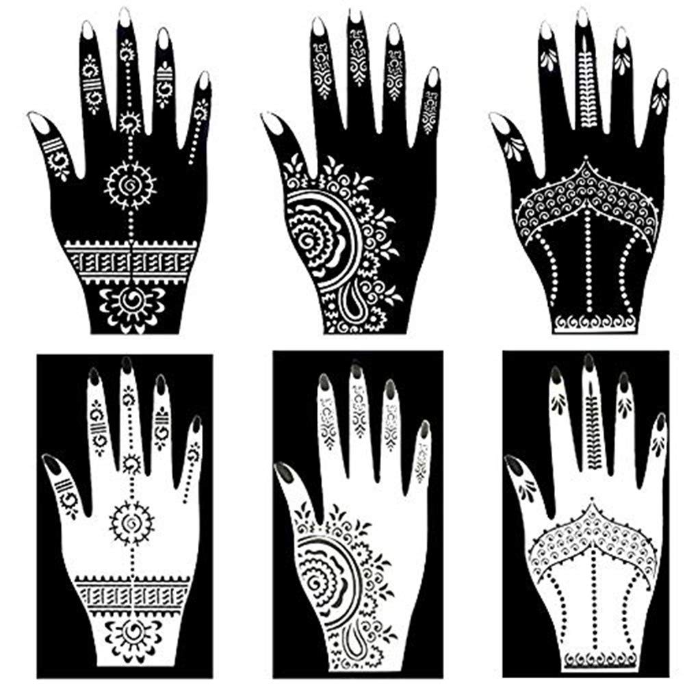 Henna Tattoo Stencil Kit - 20 Sheets of Indian Arabian Temporary Tattoo Templates | Mehndi Body Art