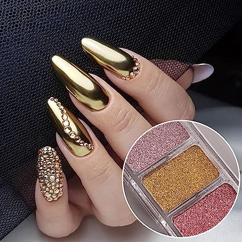 Chrome Nail Powder Palette - 6 Metallic Colors for Nail Art