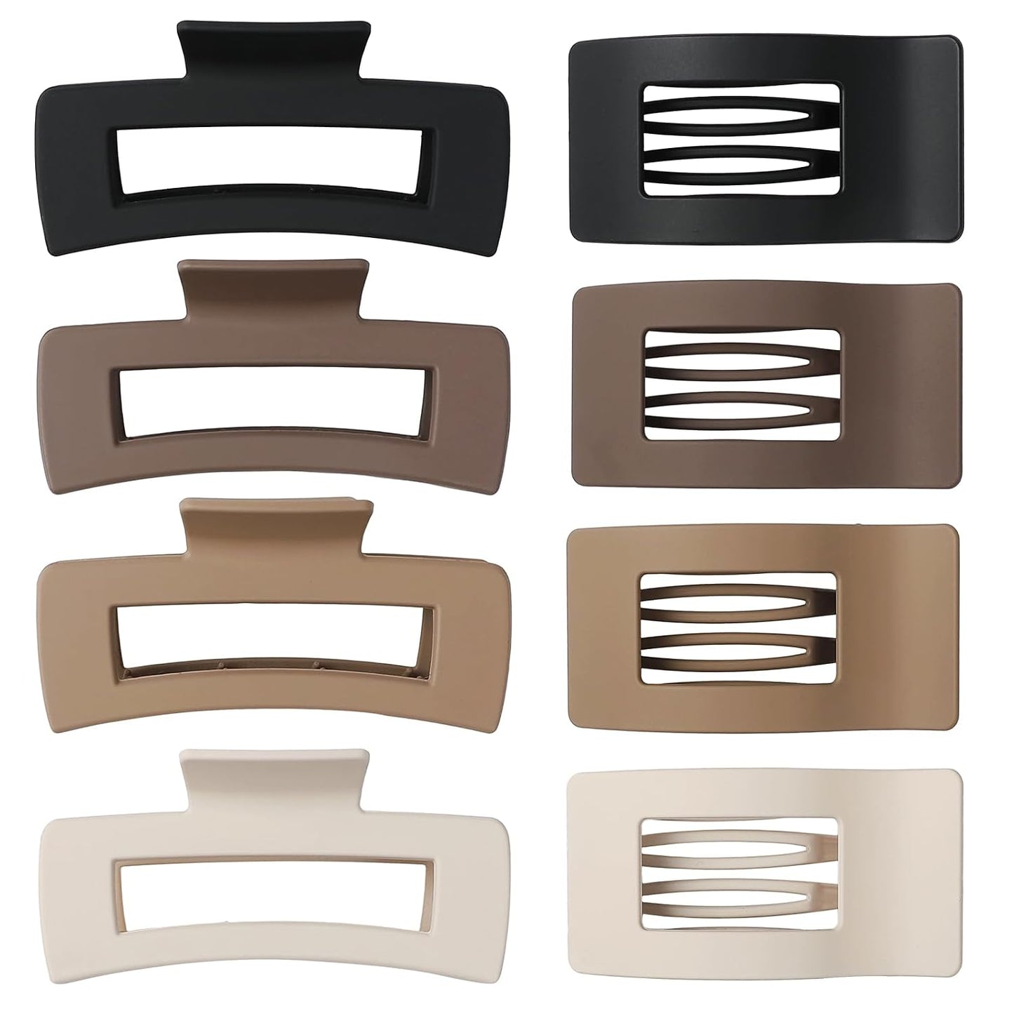 Hair Clips for Women - 8 Pack Large Matte No-Slip French Claw Clips | Ideal for Thick & Curly Hair (Brown)