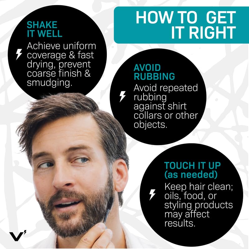 VOLT Instant Beard Color - Quick Drying Plant-Based Formula for Men | Ebony Brown/Black, 1 Pack, Up to 35 Applications