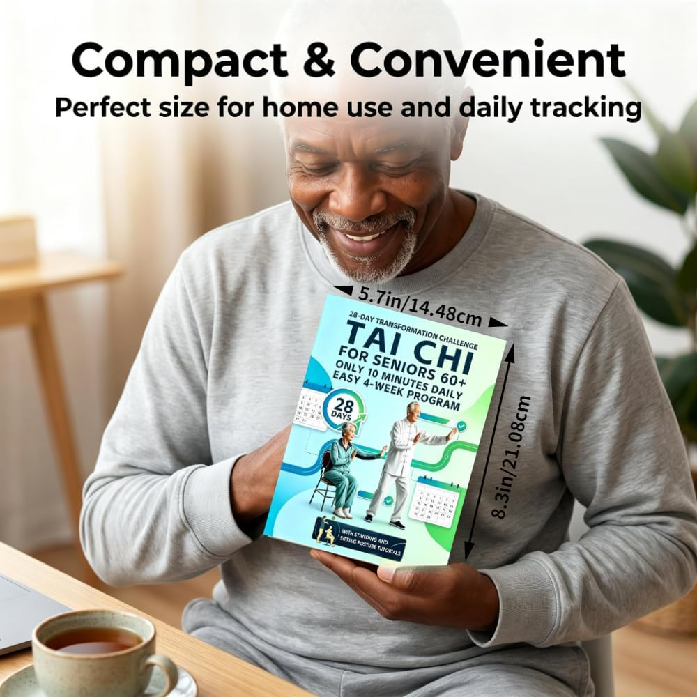 Tai Chi Walking Chart for Seniors - 28-Day Workout Plan for Weight Loss & Flexibility | Spiral Bound Exercise Book (5.7x8.3 Inch)