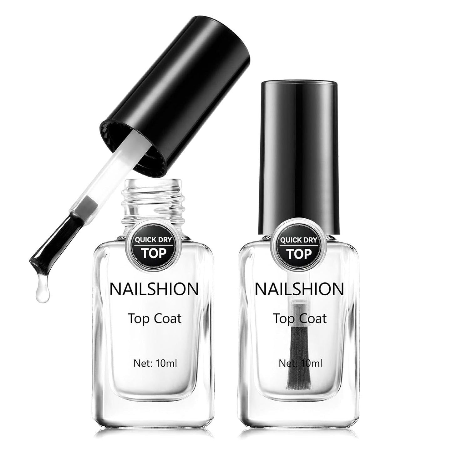 Clear Top Coat & Sheer Pink Base Coat Nail Polish Set - Strengthening Anti-Chip Formula, Quick Dry, Salon Quality