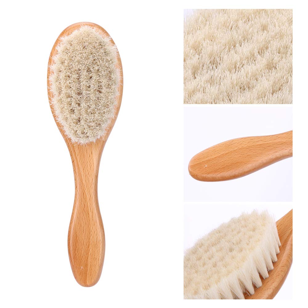 Barber Fade Brush, Beard Brush, Styling Cleaning Brush, Neck Duster Brush with Wooden Handle for Men Beard Styling Cutting Supplies (Short)