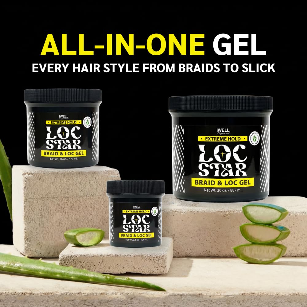 Braid & Loc Gel - Extreme Hold for Braids, Locs & Twists | 3.4 fl oz | Smooths Frizz & Tames Edges with Aloe Vera