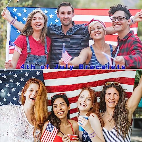 4th of July American Flag String Bracelets - 15 Pack Adjustable