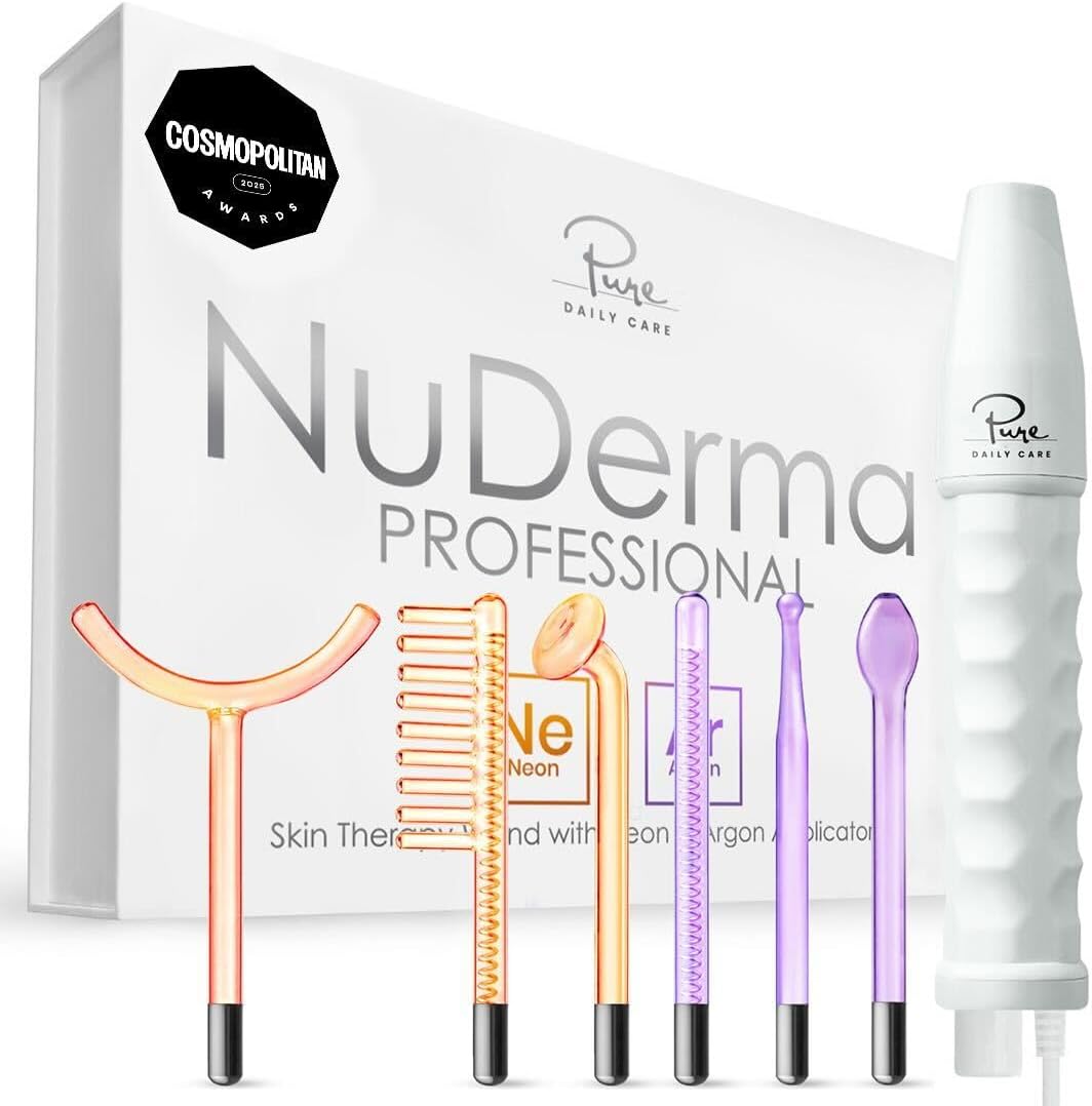 NuDerma Professional Skin Therapy Wand - Portable Skin Treatment Device with 6 Neon & Argon Wands | Firm, Clear, and Tighten Skin