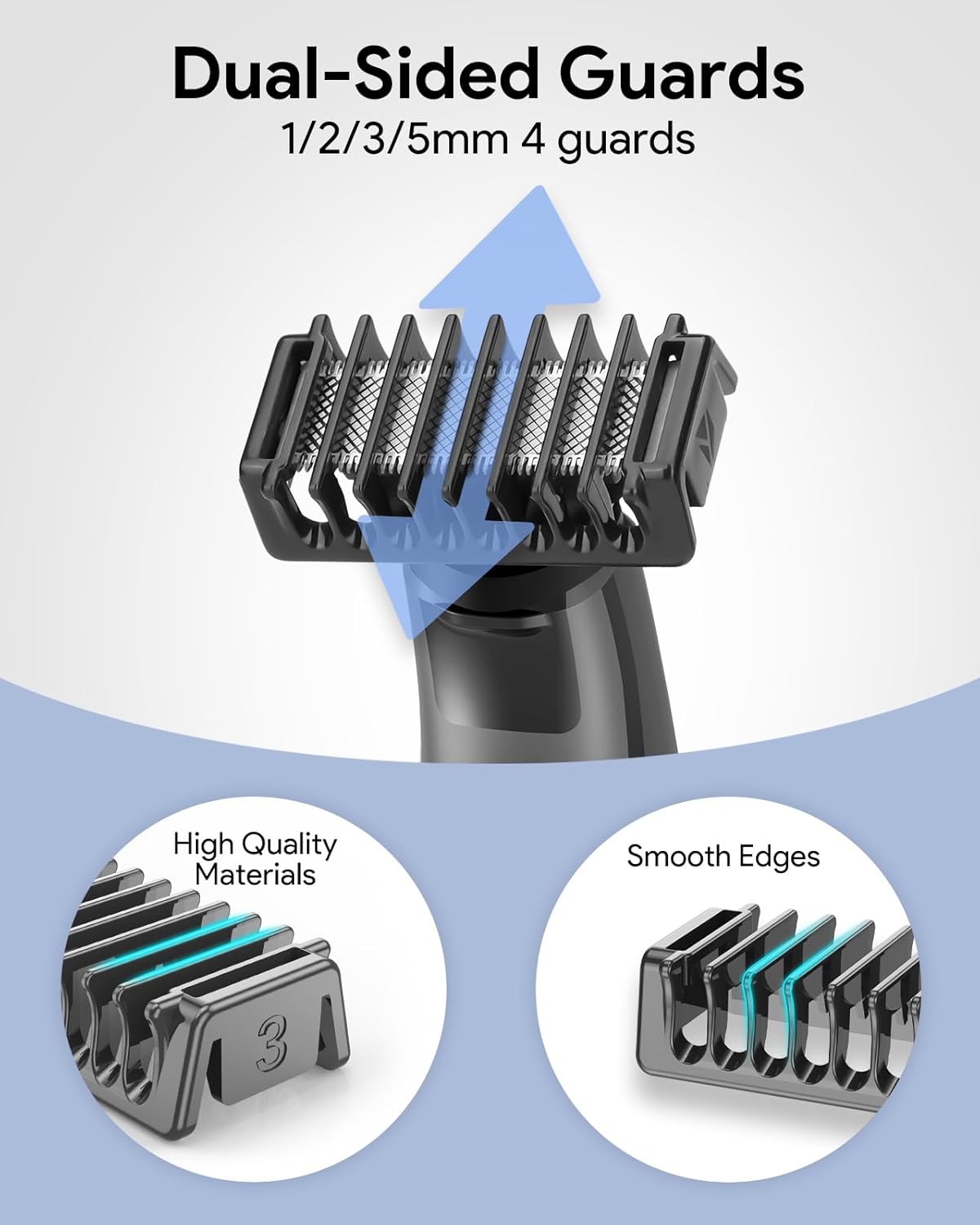 Guide Guards Set - 1/2/3/5mm Comb Attachments for Skin & Body | Hard Case Storage for Obalde QP Series