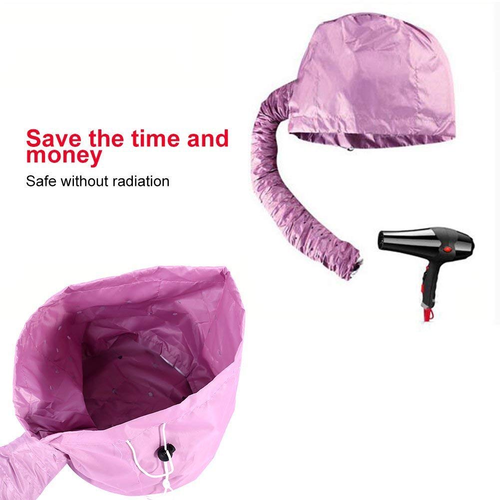 FMELAH Portable Soft Hair Drying Bonnet with Adjustable Attachment for Hand Held Hair Dryer - Salon Baking Oil Mask (Pink)