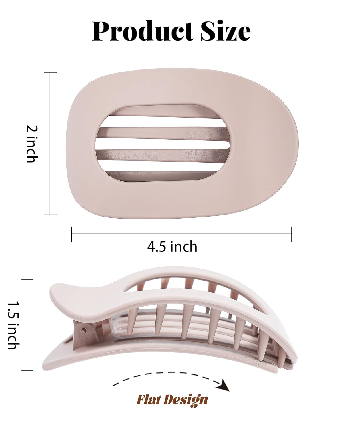 Flat Hair Clips for Women - 6 PCS French Medium Claw Clips for Thick or Thin Hair | Strong Grip Non-Slip Design