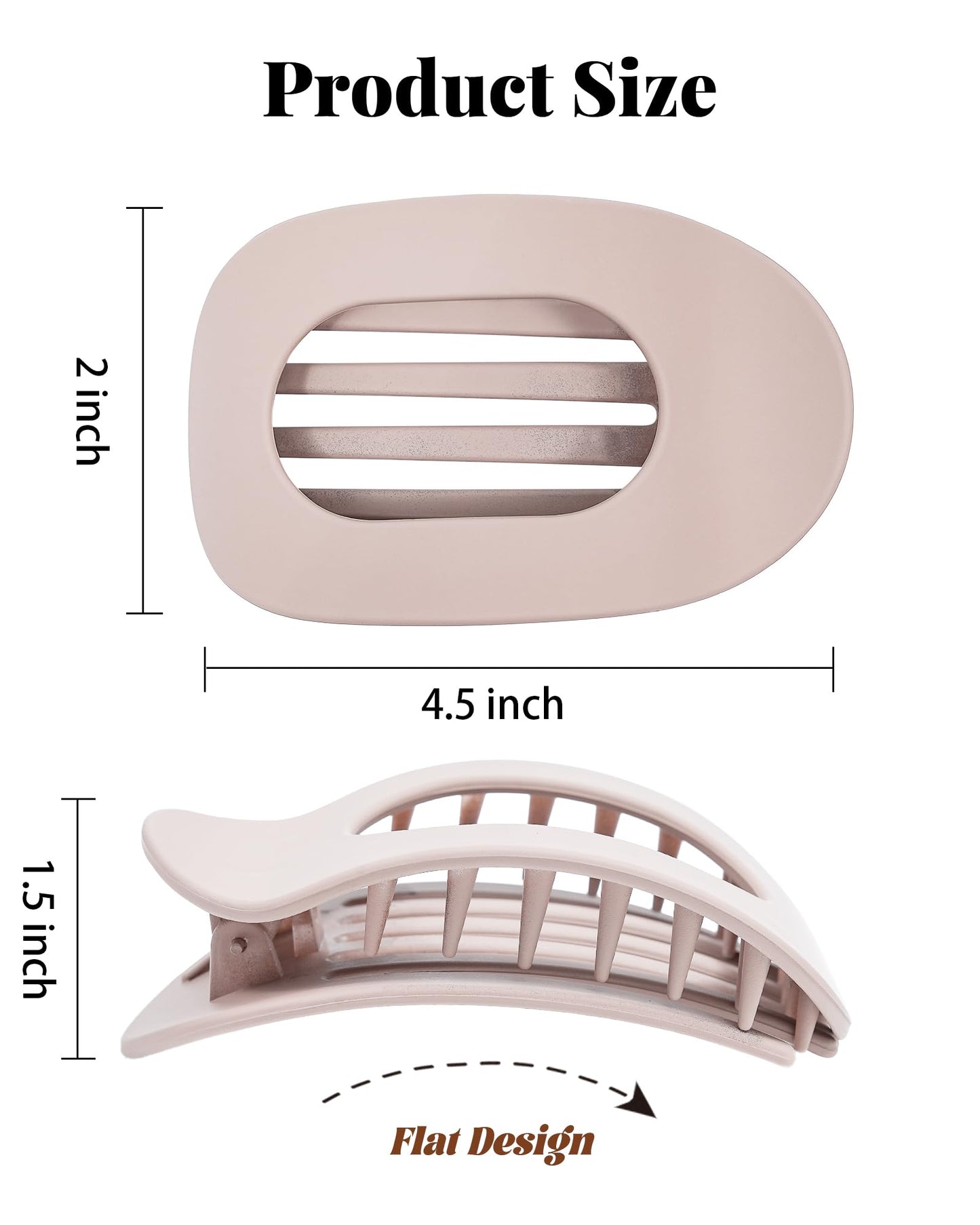 6 PCS Flat Hair Clips for Women - French Medium Flat Claw Clips for Thick Thin Hair, Strong Grip Non Slip Hair Claw Clips for Women Girls