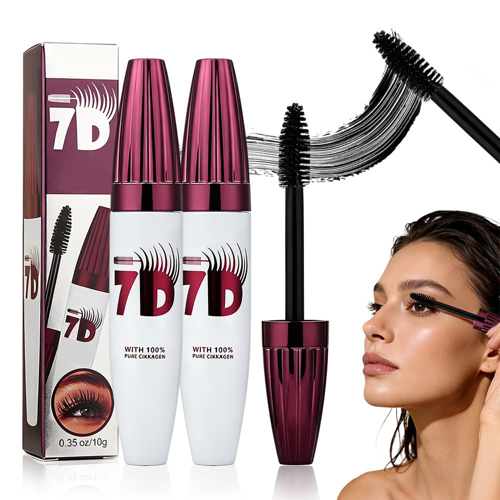 Waterproof Volume Mascara - 7D Smudge-Proof Curling & Lengthening Formula | Long-Lasting Black Fiber Lashes for Defined Eye Makeup