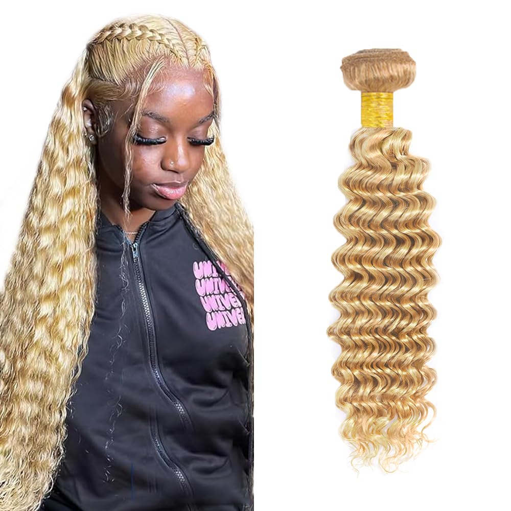 28 inch 613 Human Hair Bundles Blonde Deep Wave Bundles P27/613 Human Hair Bundle 27 Mixed With 613 Color
