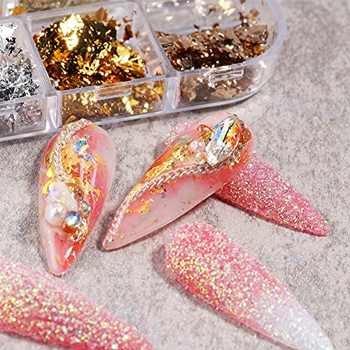 Holographic Nail Art Foil Flakes Glitter Sequins for Manicure, 6 Colors