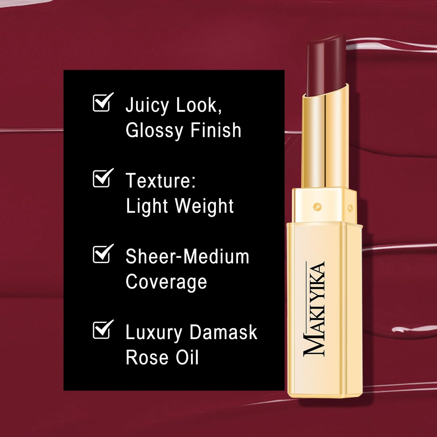 MAKI YIKA Moisture Dark Brown Lipstick for Women Hydrate Tinted Lip Balm for Mother's Day Dry Cracked Lips Sheer Lipstick Lip Tinted Glossy Finish,MA071 Maduro Brown