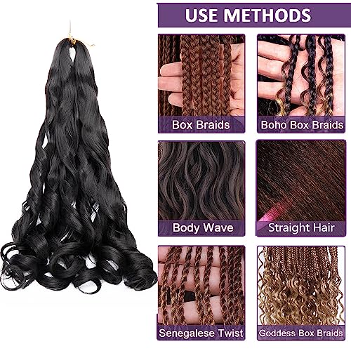 24 Inch Burgundy French Braiding Hair - 8 Packs Loose Wave Spiral Crochet