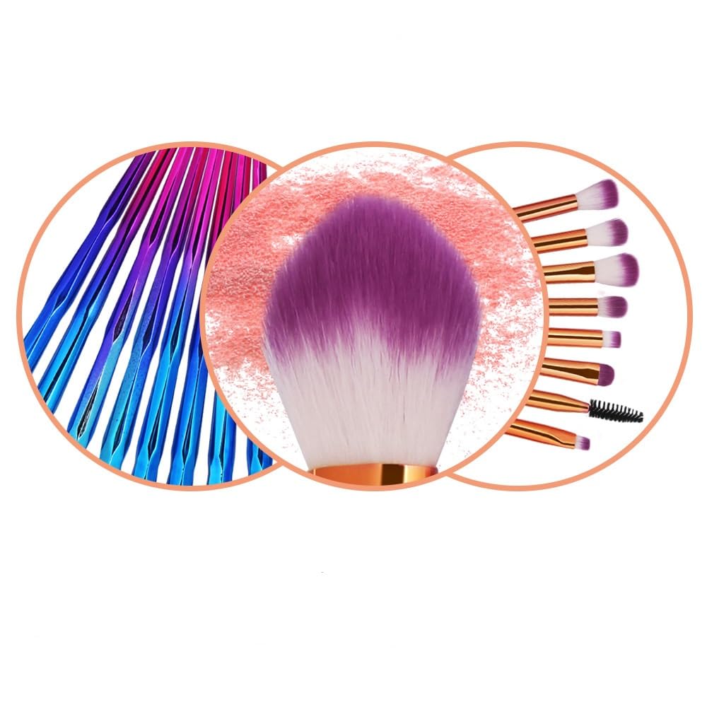 Cosmetic Makeup Brush Set - 20-Piece Eye Shadow, Eyeliner & Foundation Sponges | Purple
