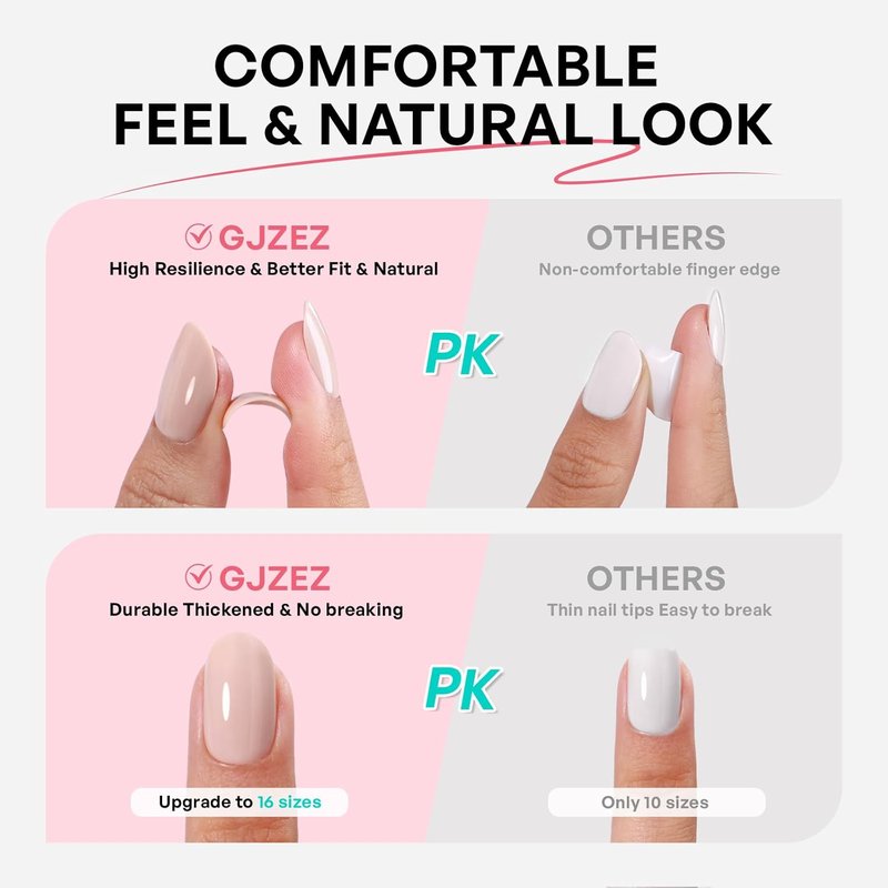 Almond Cat Eye Press-On Nails - Hot Pink Soft Gel | 32 Pcs Reusable Fuchsia Stick-On Nails, 16 Sizes Available