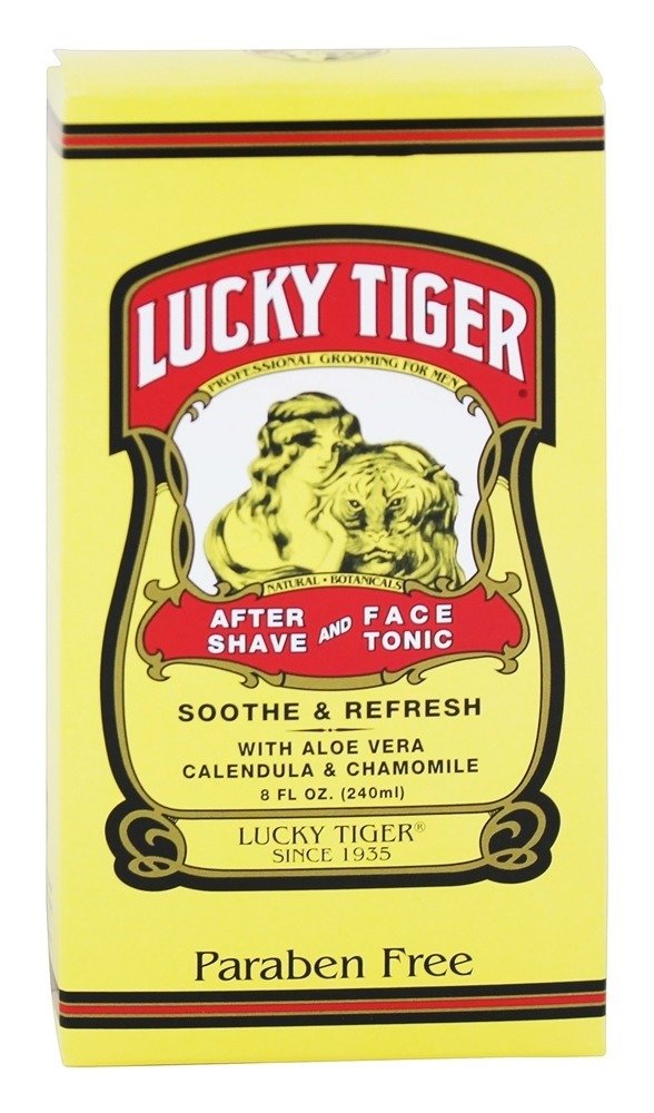 Lucky Tiger After Shave and Face Tonic (8 Fl Oz) – Alcohol-Free AfterShave Lotion for Men – Soothing Face Toner with Aloe Vera, Calendula & Chamomile for Razor Burn Treatment