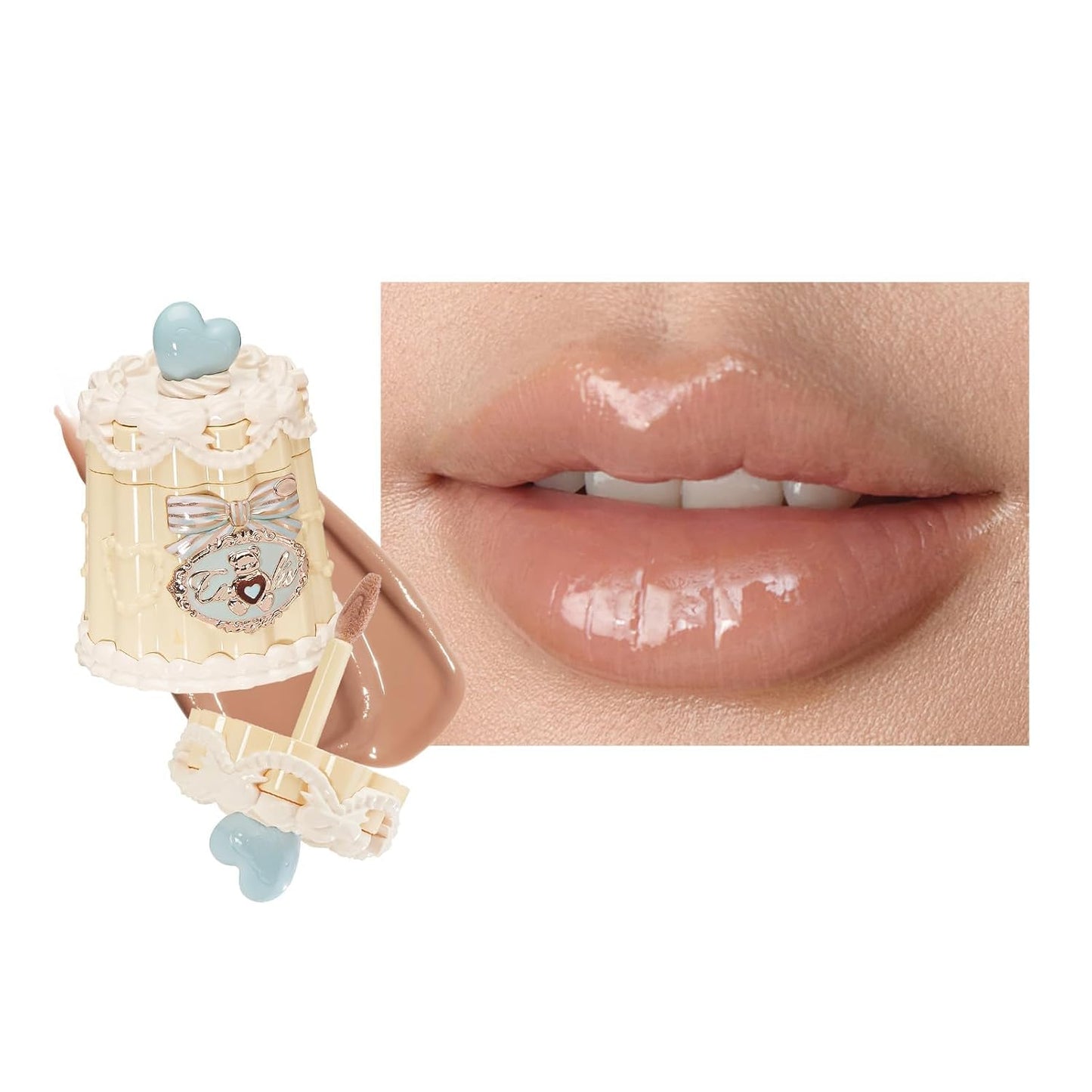 Sweetie Bear Coating Lip Jelly - Soft Moisturizing Tinted Lip Gloss with Botanicals | Lightweight Non-Sticky Pink Plumper, 0.18 oz