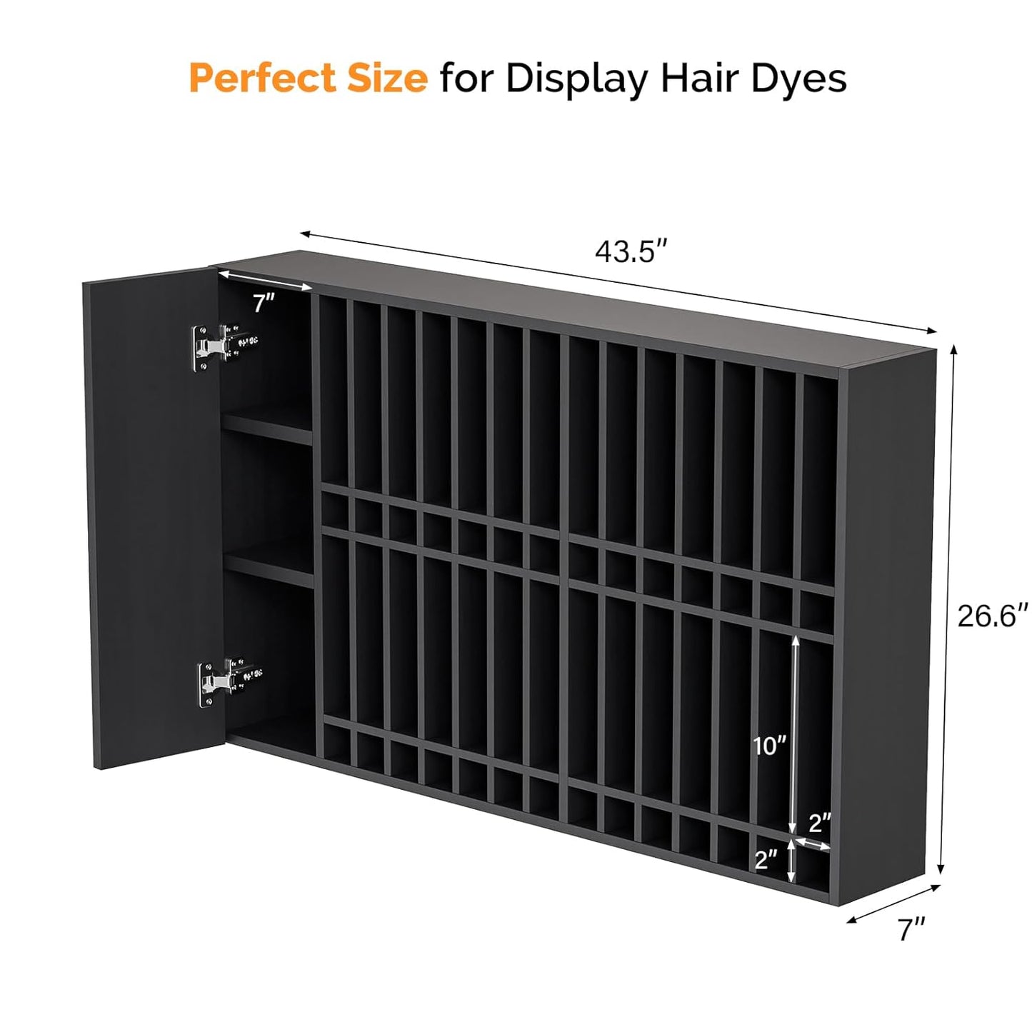 OmySalon Wall Mounted Salon Station - Hair Color Rack Organizer with Adjustable Shelves | Black