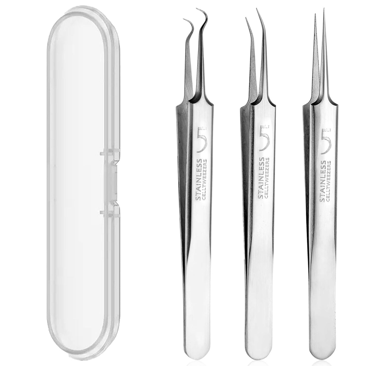 Professional Blackhead Remover Tweezers, Precision Pimple Popper Tool Kit, High-Hardness Stainless Steel Blackhead Extractor for Acne, Comedone, Whitehead, Facial Skin Care