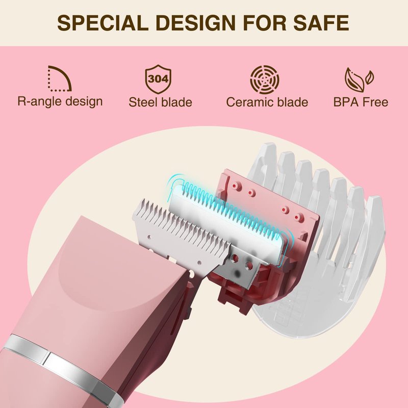 Bikini Trimmer for Women,2 in 1 Personal Elecrtric Razor Shaver Rechargeable with Snap-in Ceramic Blades,Lady Pubic Hair Private Area Legs Arms,Silver Pink