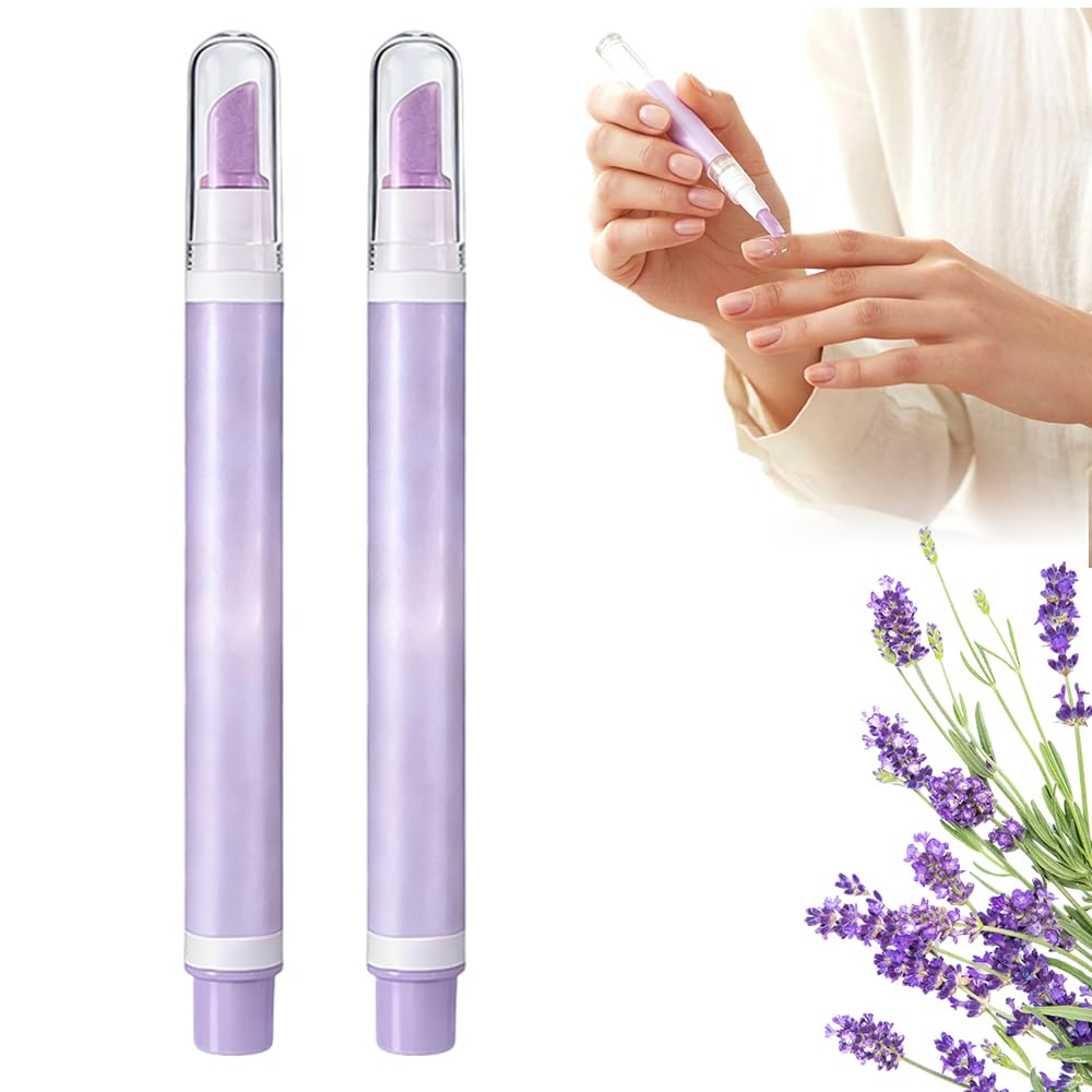 Cuticle Oil Pusher Pen - 2 in 1 Ceramic Cuticle Remover & Moisturizing Nail Strengthener | Lavender Scent