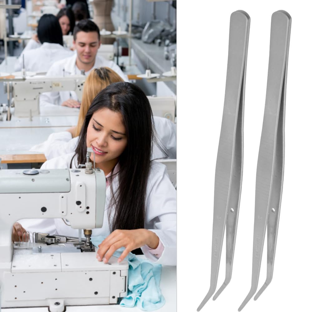 Curved Tweezers for Sewing Machine, Stainless, 6 1 Inch, 5 Pack, Tool