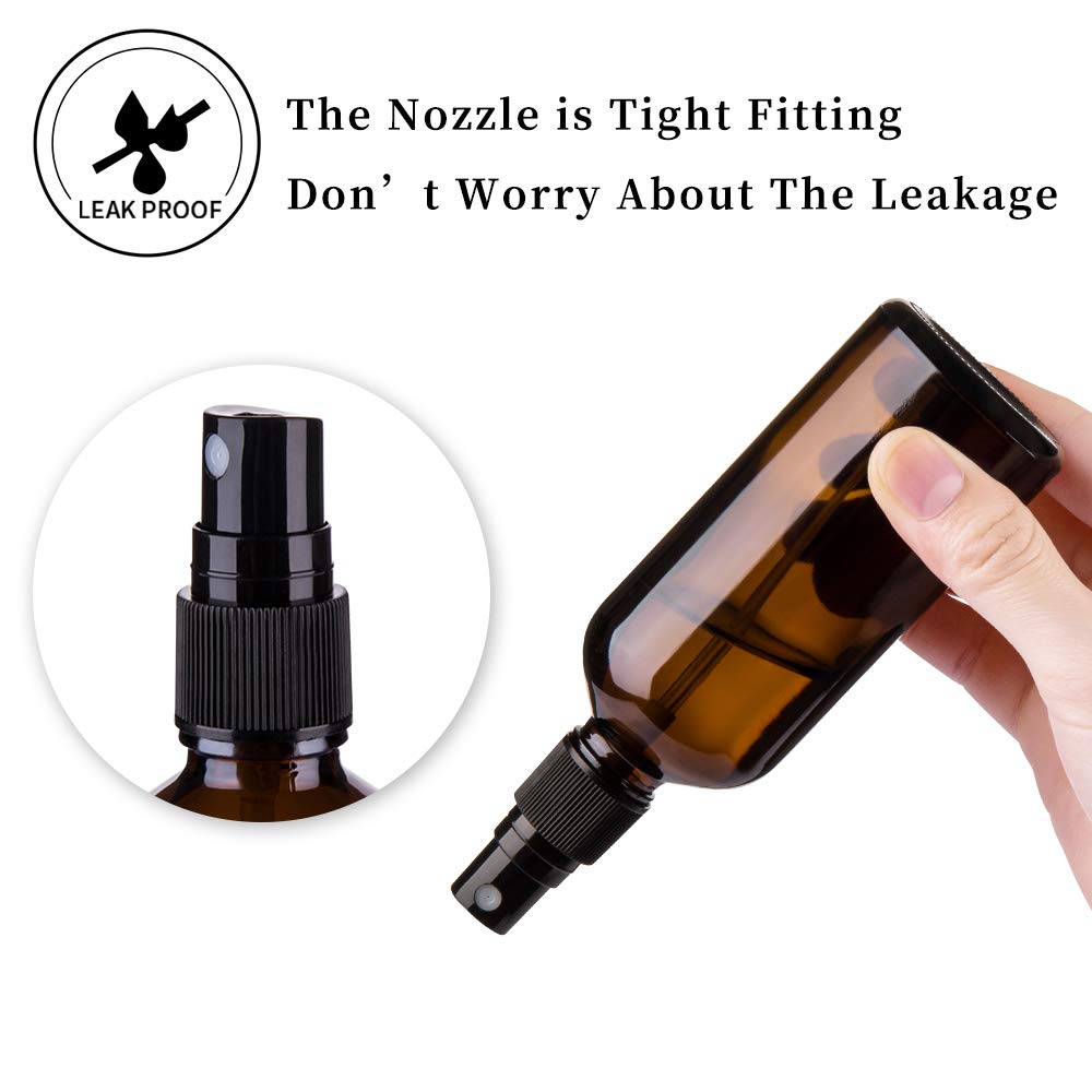 Amber Glass Spray Bottles for Essential Oils - 4oz Fine Mist Spray Bottle | 2 Pack